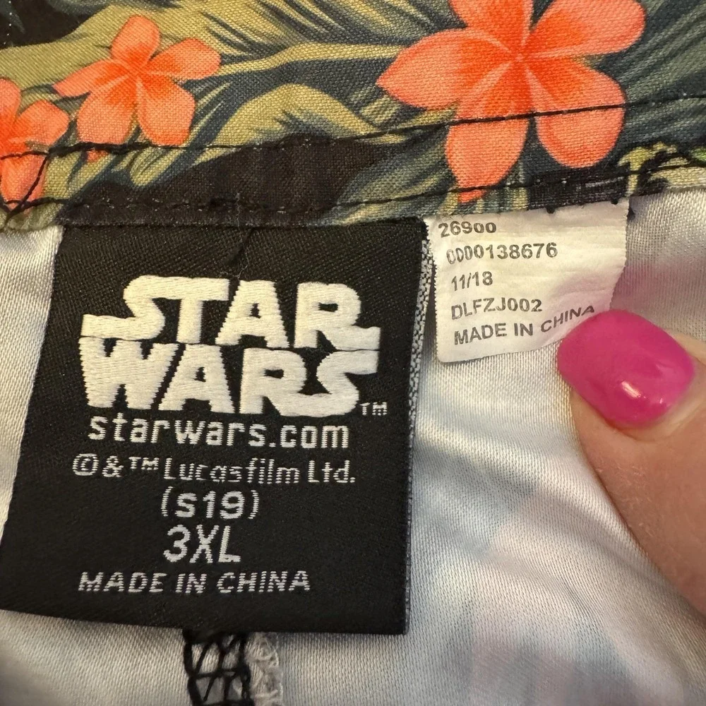 Star Wars Mens Swim Trunks 3XL Black Tropical Yoda Floral Board Shorts Beachwear